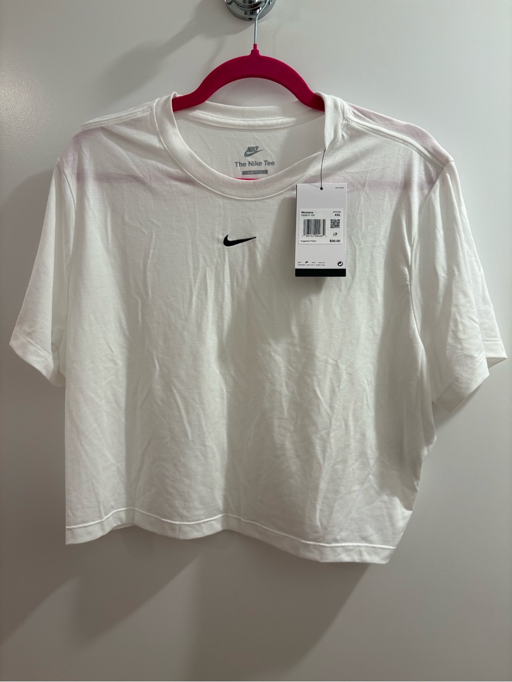 Nike White Cropped Tee with Black Logo